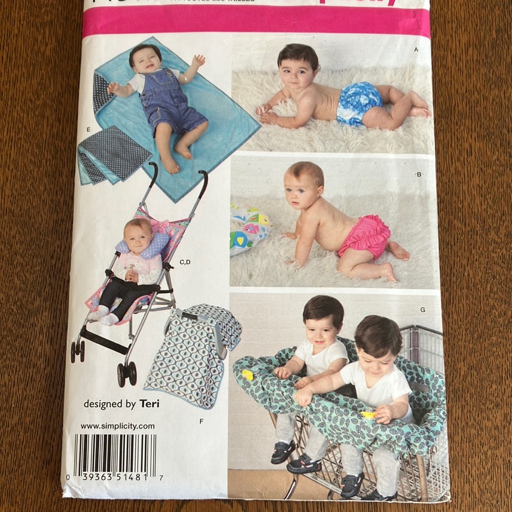 Uncut 1481A Simplicity pat. Many options:swim diaper/neckroll/strollercover&more
